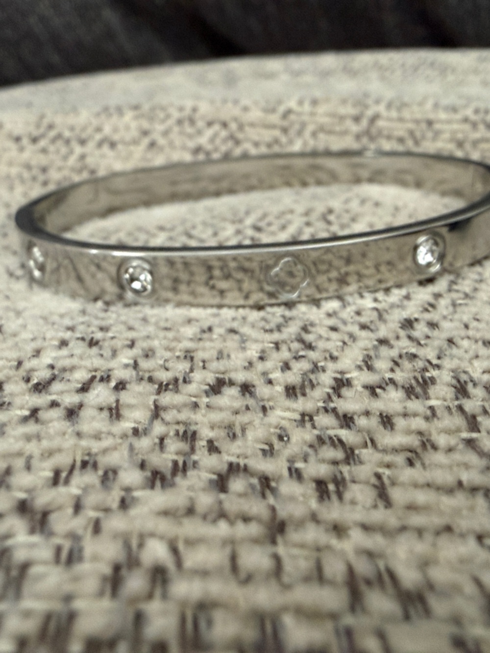 Silver Crystal Accent Bangle Bracelet